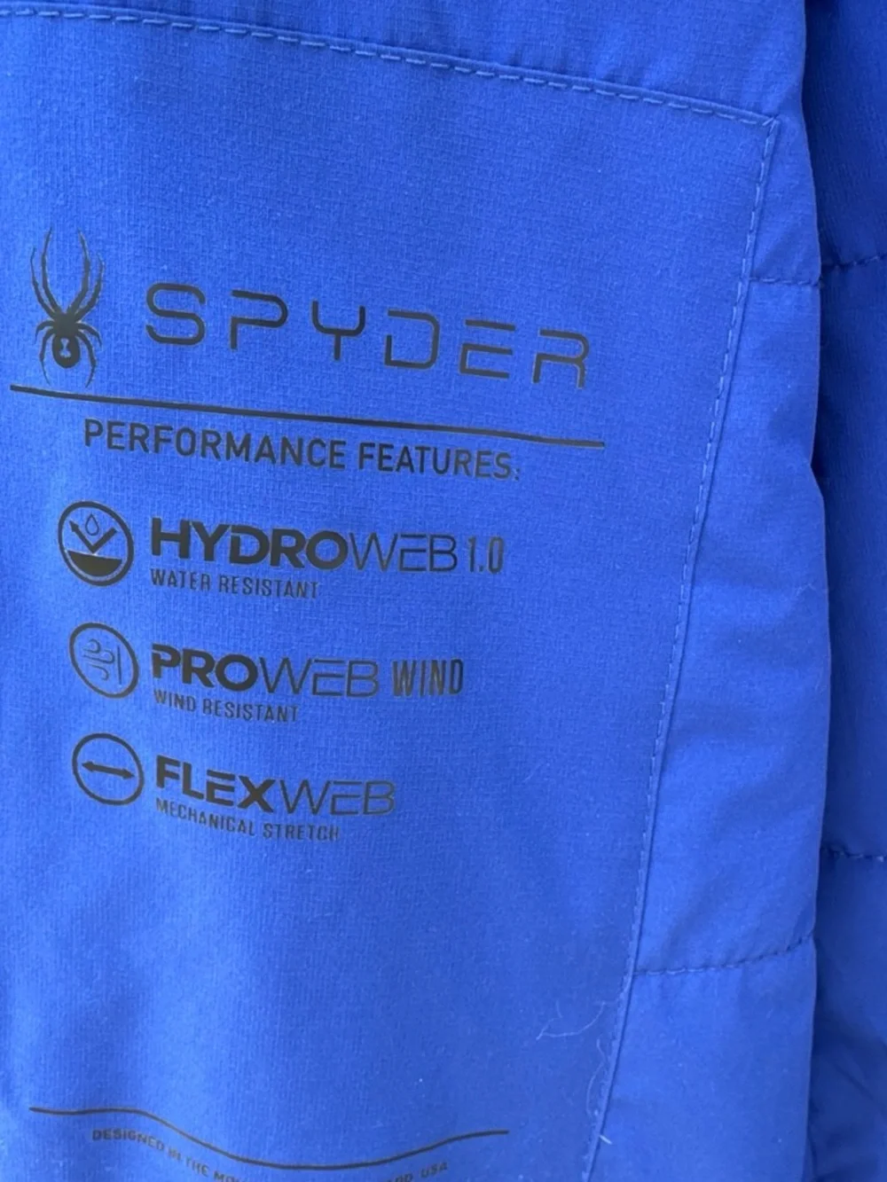 Spyder Royal Blue Hooded Softshell Rain Jacket